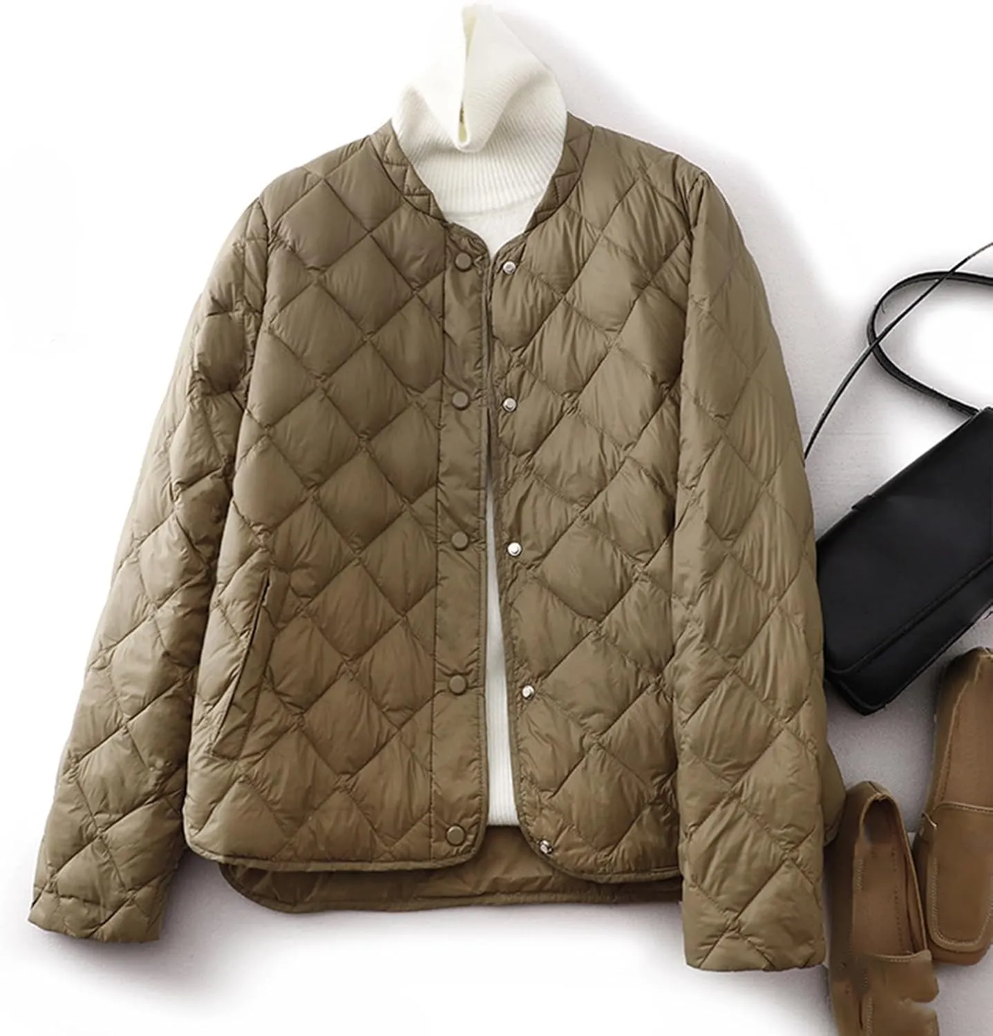 2024 Puffer Jackets For Women Comfy Teen Girls Long Sleeve Quilted Jackets Lightweight Snap Button Padded Down Coats