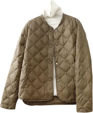 2024 Puffer Jackets For Women Comfy Teen Girls Long Sleeve Quilted Jackets Lightweight Snap Button Padded Down Coats