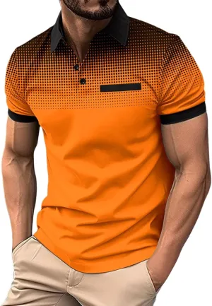 4th of July Men's Polo Shirts Tactical Dry Fit Short Sleeve Moisture Wicking American Flag T-Shirts for Men