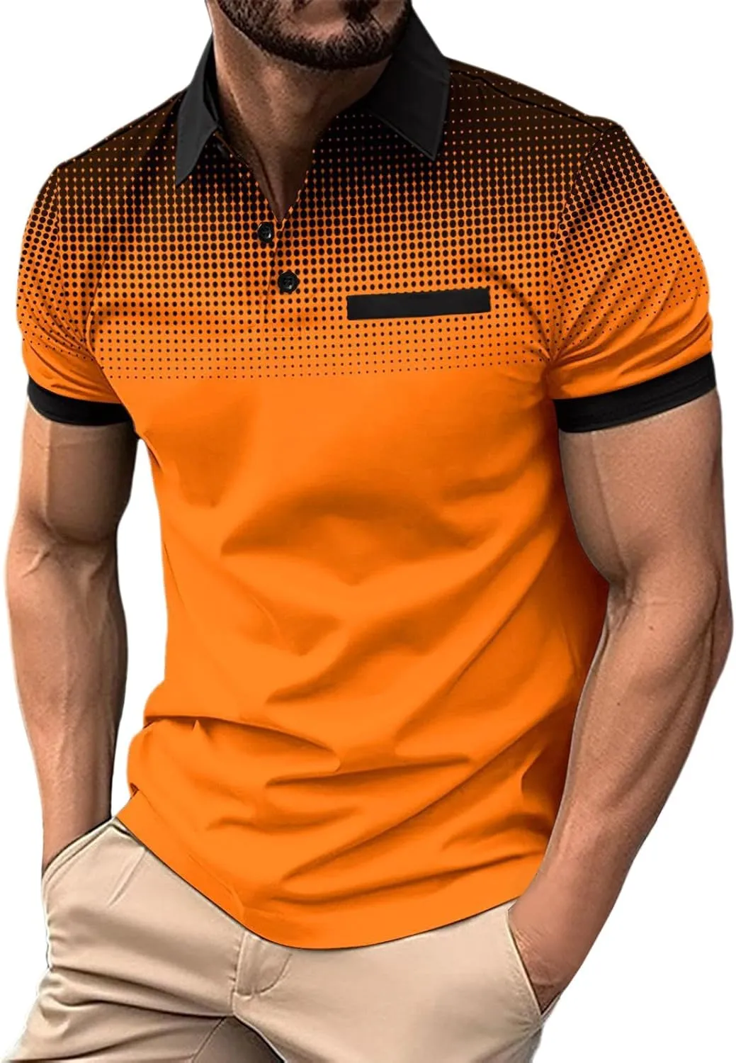 4th of July Men's Polo Shirts Tactical Dry Fit Short Sleeve Moisture Wicking American Flag T-Shirts for Men