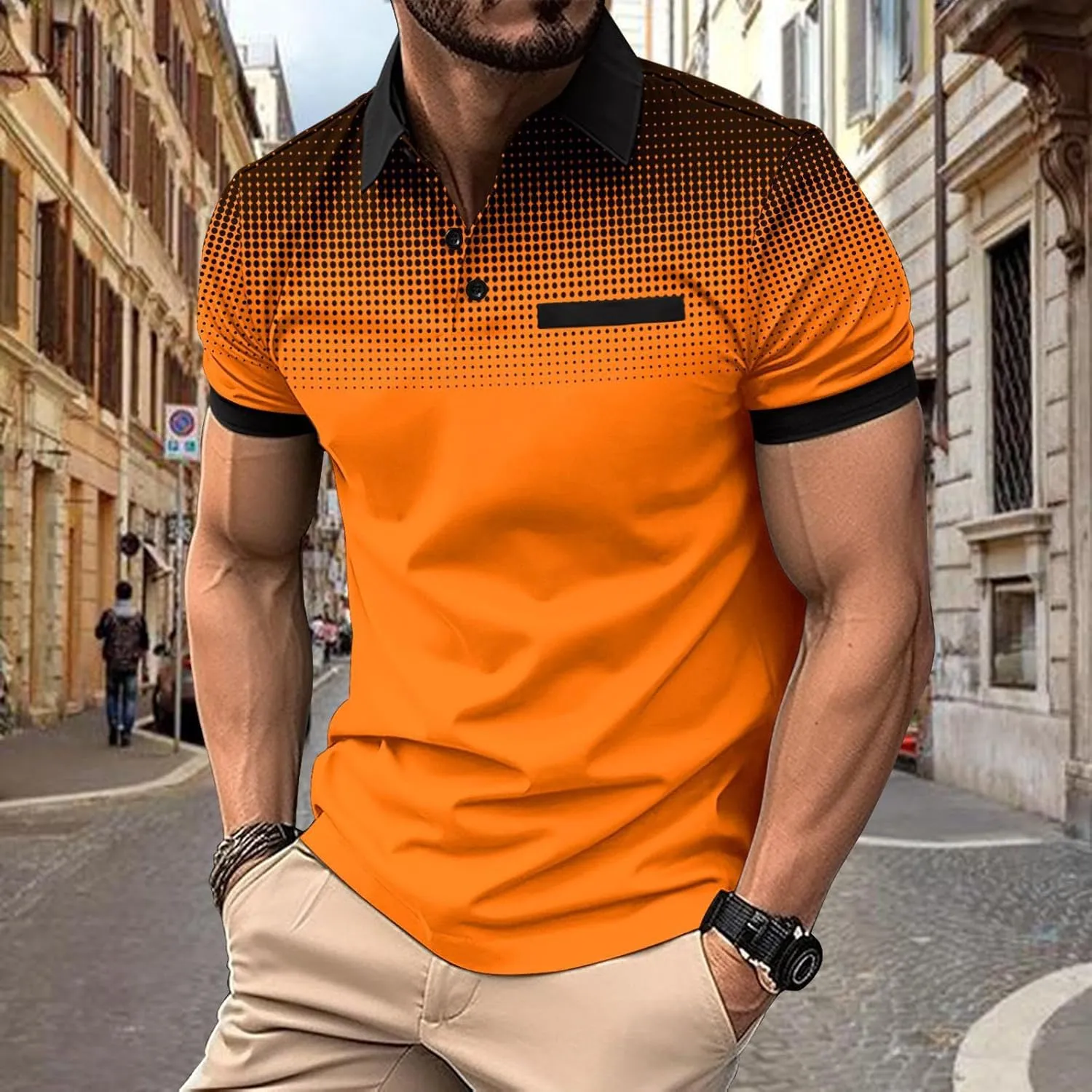 4th of July Men's Polo Shirts Tactical Dry Fit Short Sleeve Moisture Wicking American Flag T-Shirts for Men