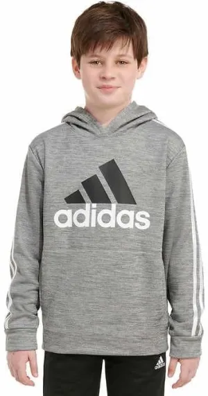 adidas Hoodie Fleece Lined Pullover with Functional Front Pouch Pocket (Gray, L)