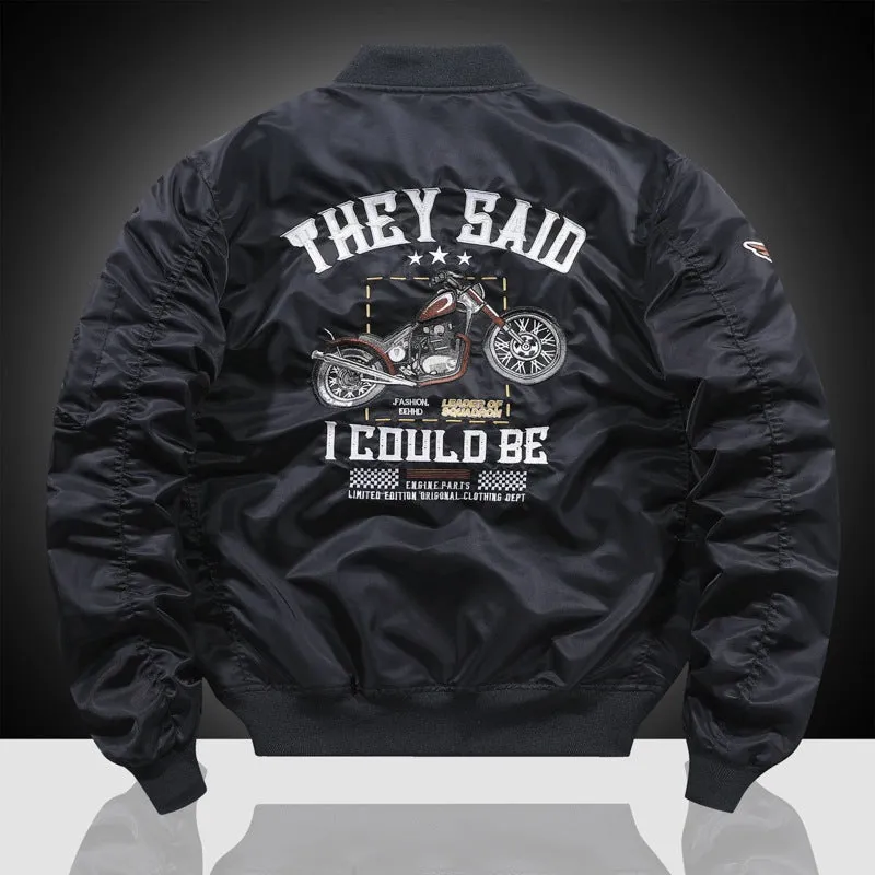 Air Force Pilot Men's Motorcycle Embroidered Baseball Uniform Bomber Jacket