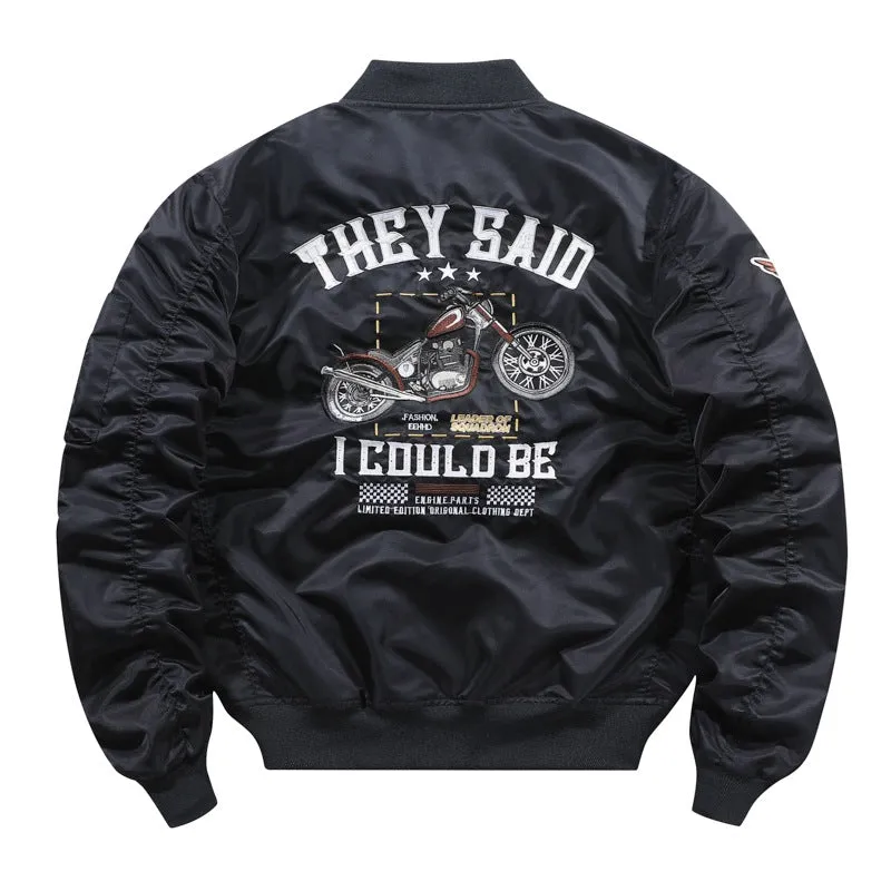 Air Force Pilot Men's Motorcycle Embroidered Baseball Uniform Bomber Jacket