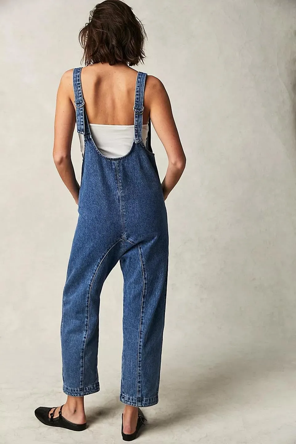 Akivide Womens Baggy Loose Denim Jumpsuits Sleeveless V Neck Adjustable Strap Jeans Long Pants Overall Rompers with Pockets