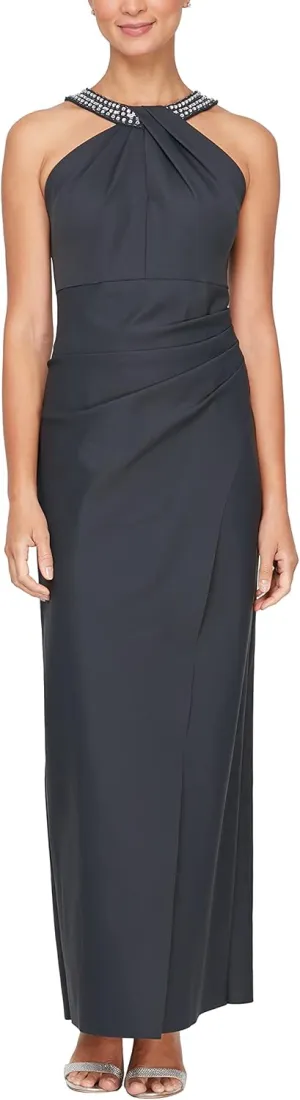 Alex Evenings Women's Slimming Long Side Ruched Mother of The Bride Dress W/Cascade Ruffle Skirt (Petite and Regular Sizes)