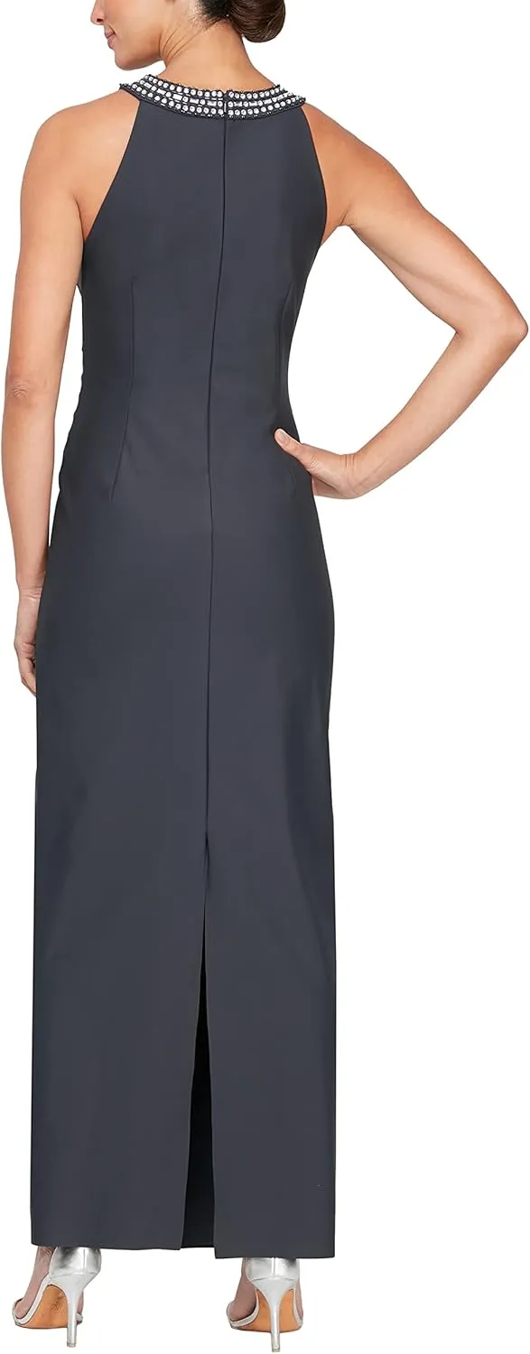 Alex Evenings Women's Slimming Long Side Ruched Mother of The Bride Dress W/Cascade Ruffle Skirt (Petite and Regular Sizes)