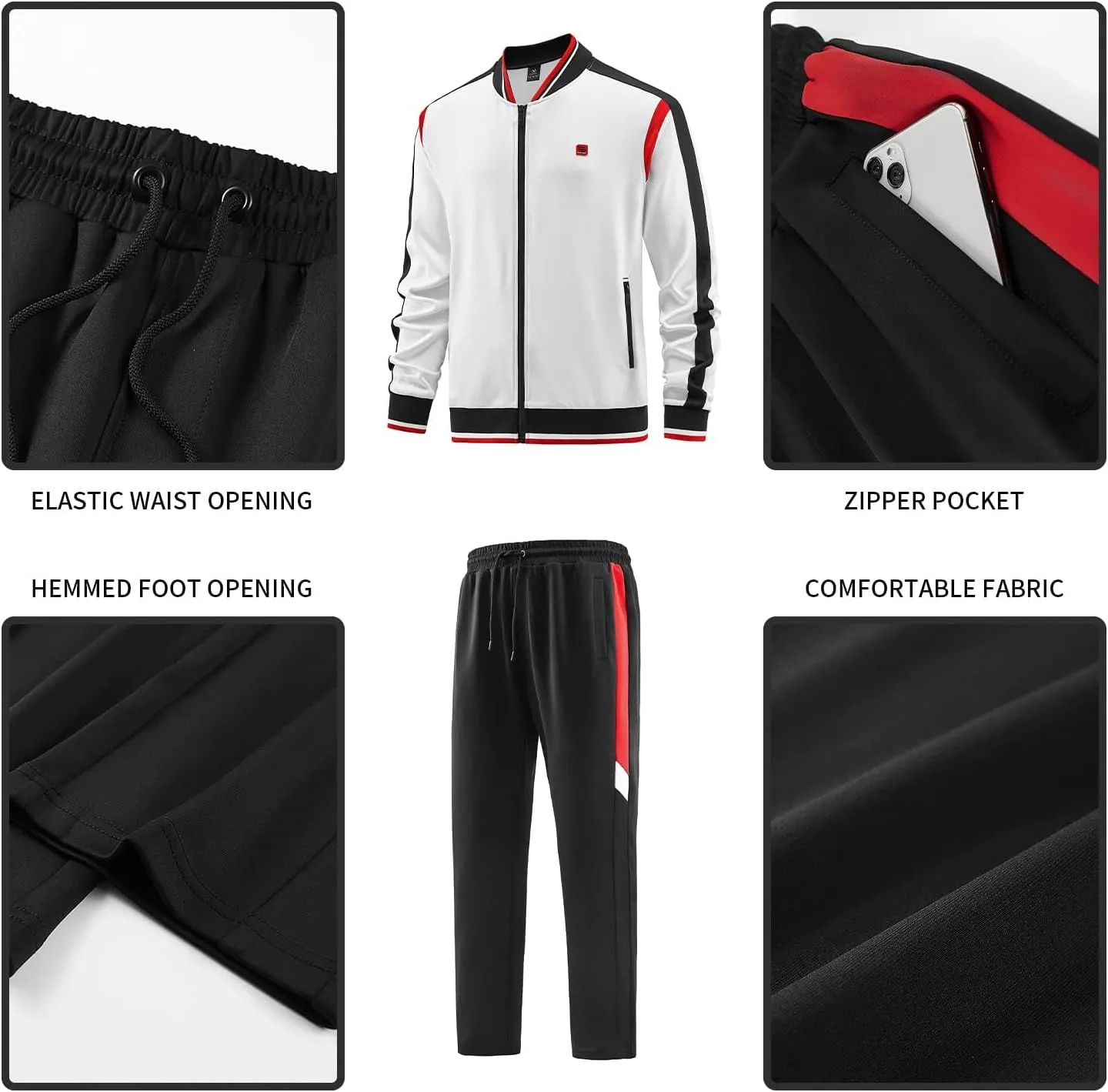 ANOTWENER Men's Casual 2 Piece Tracksuit Sets Long Sleeve Full Zip Jacket and Sweatpants Jogging Sport Outfits Sweatsuits