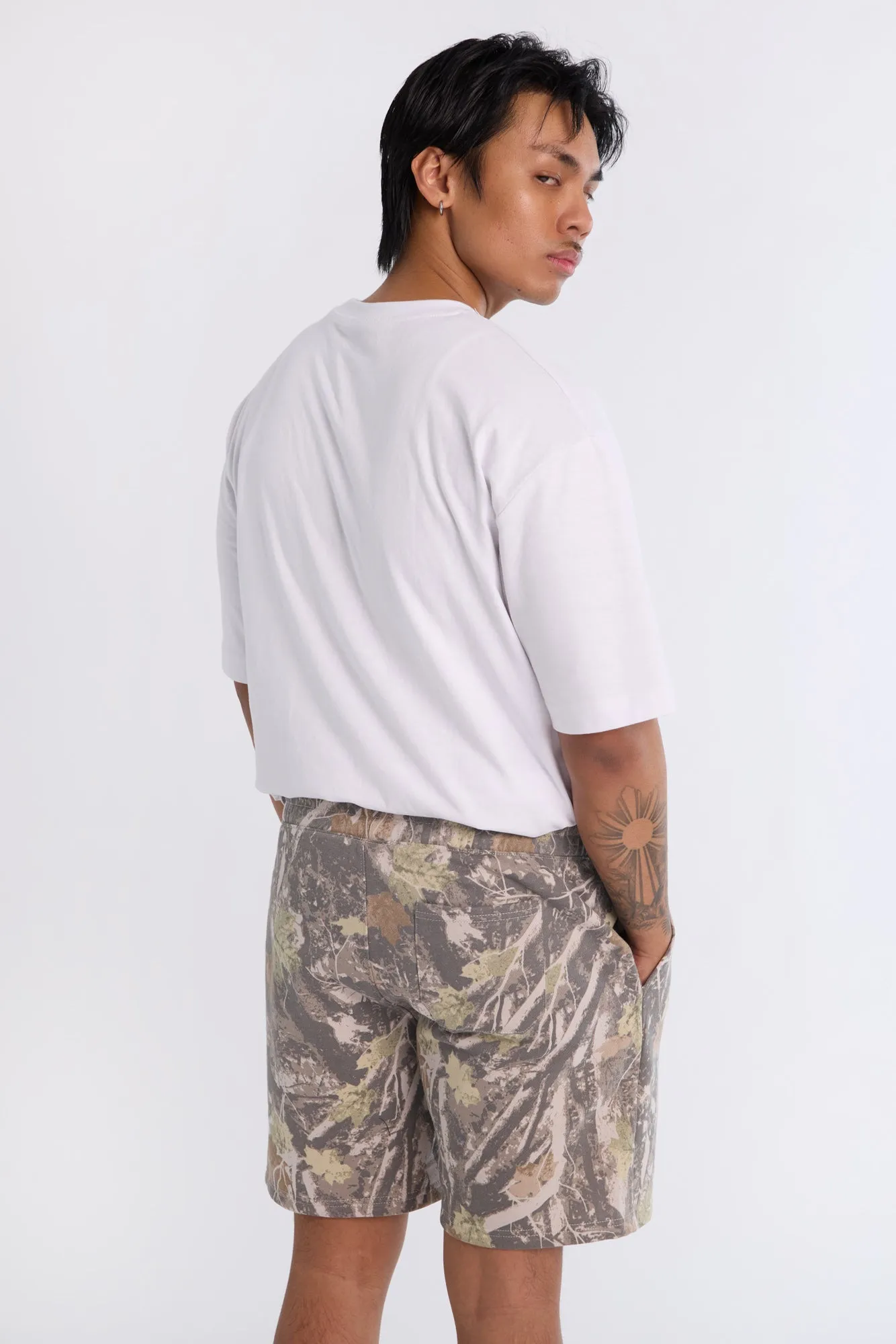 Arsenic Mens Tree Camo Fleece Shorts