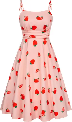 Belle Poque 2025 Summer Dresses for Women Spaghetti Strap Midi Sun Dress Cute Casual Dress with Pockets