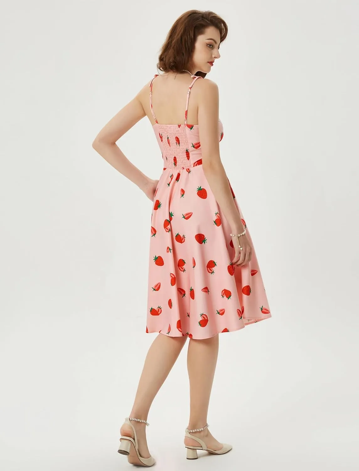 Belle Poque 2025 Summer Dresses for Women Spaghetti Strap Midi Sun Dress Cute Casual Dress with Pockets
