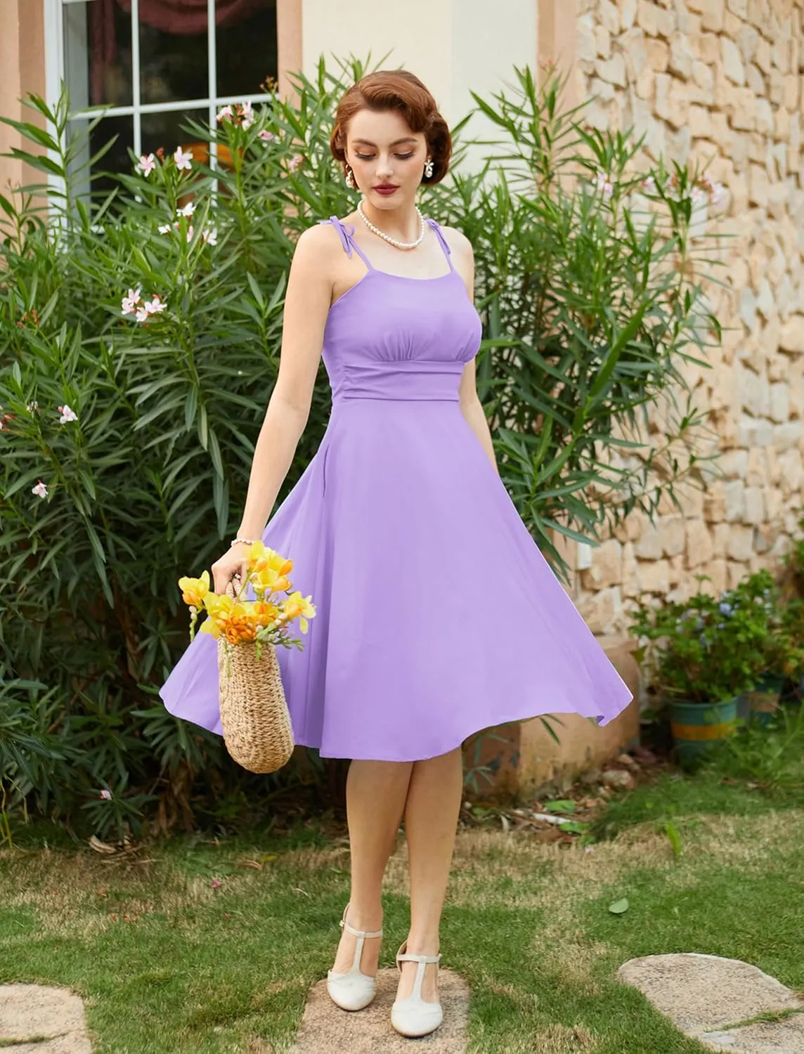 Belle Poque 2025 Summer Dresses for Women Spaghetti Strap Midi Sun Dress Cute Casual Dress with Pockets
