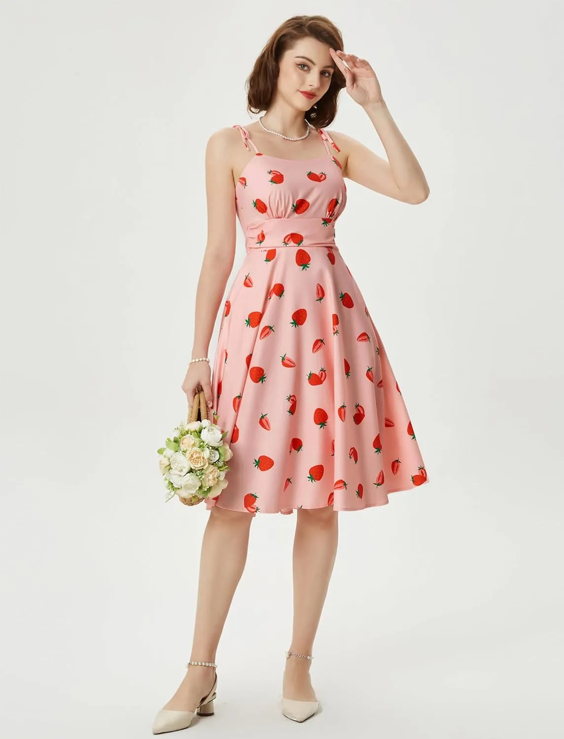 Belle Poque 2025 Summer Dresses for Women Spaghetti Strap Midi Sun Dress Cute Casual Dress with Pockets