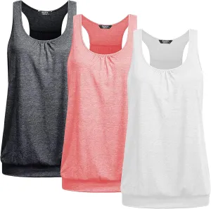 Beyove Racerback Tank Tops for Women Yoga Athletic Workout Tops Sleeveless Loose Fit Muscle Shirts Activewear 3 Pack