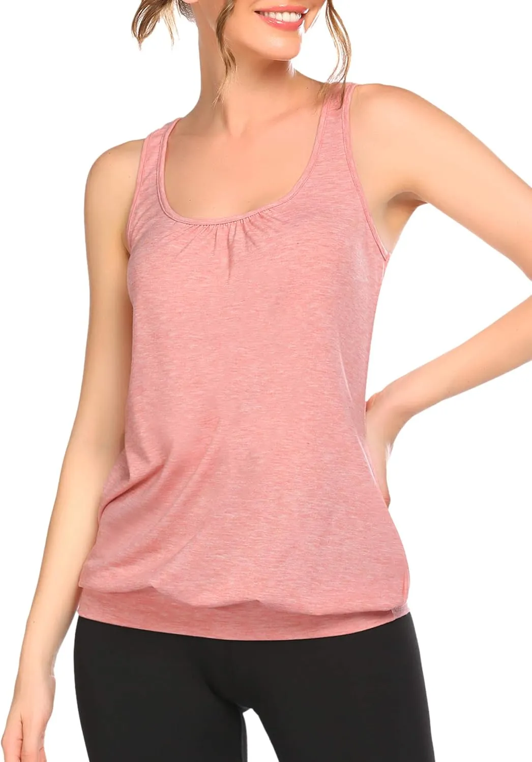 Beyove Workout Tops for Women Yoga Tank Top Loose Fit Racerback Tops Sleeveless Round Neck Athletic Tank Top