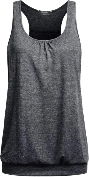Beyove Workout Tops for Women Yoga Tank Top Loose Fit Racerback Tops Sleeveless Round Neck Athletic Tank Top