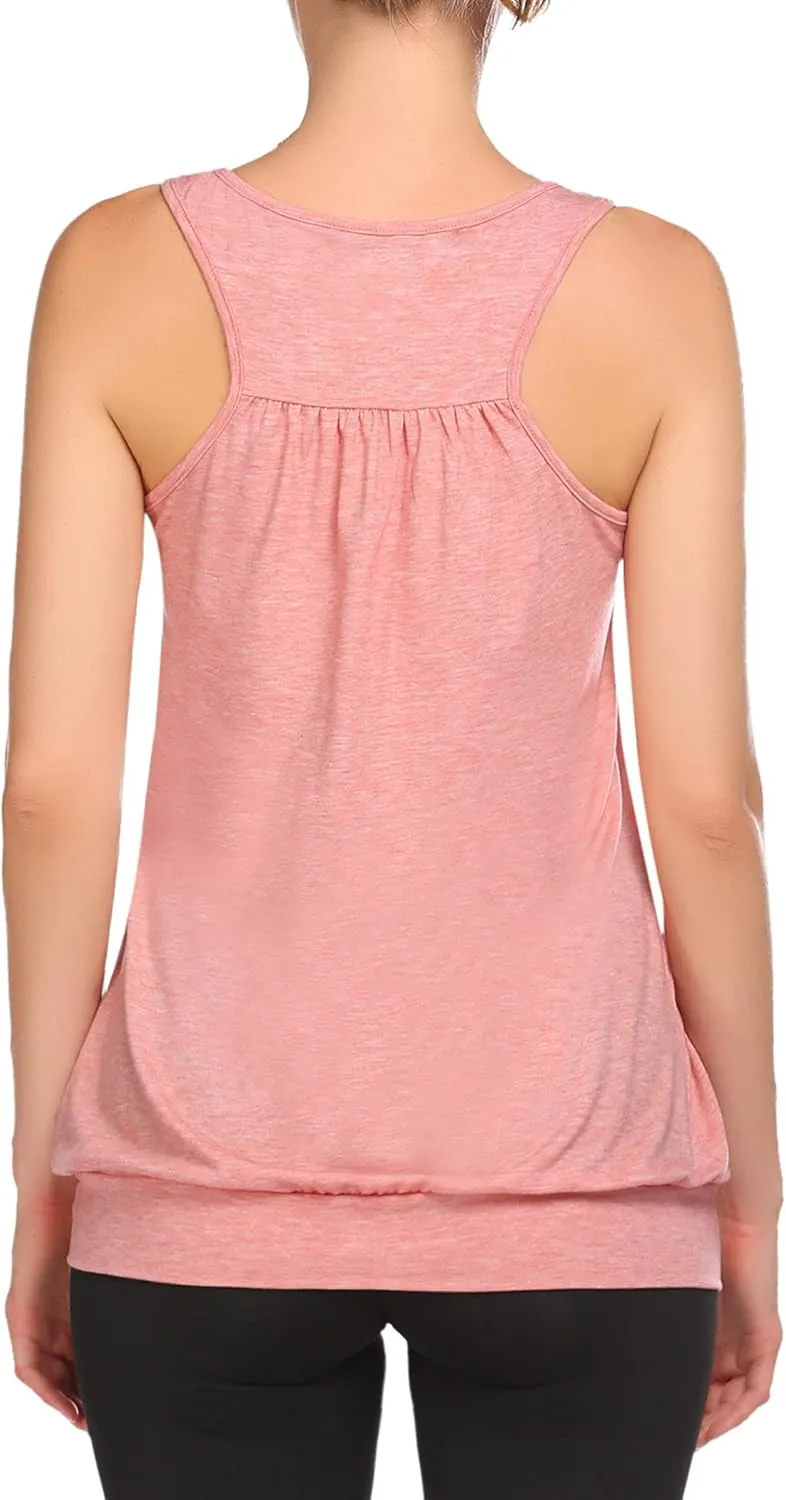 Beyove Workout Tops for Women Yoga Tank Top Loose Fit Racerback Tops Sleeveless Round Neck Athletic Tank Top