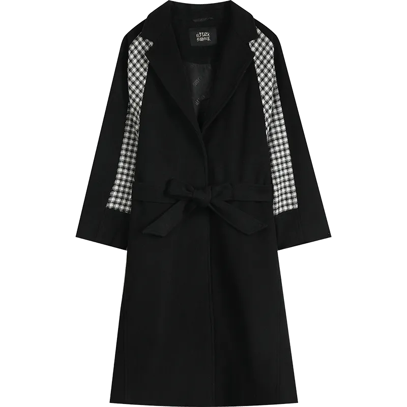 Black Spliced Wool Coat