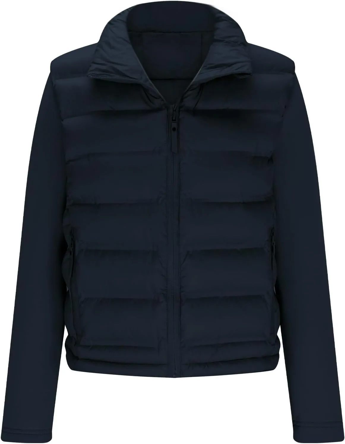 Borniu Womens Winter Cropped Puffer Jacket Coat Splice Short Warm Quilted Jacket Lightweight Down Coats with Pockets