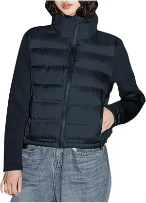 Borniu Womens Winter Cropped Puffer Jacket Coat Splice Short Warm Quilted Jacket Lightweight Down Coats with Pockets
