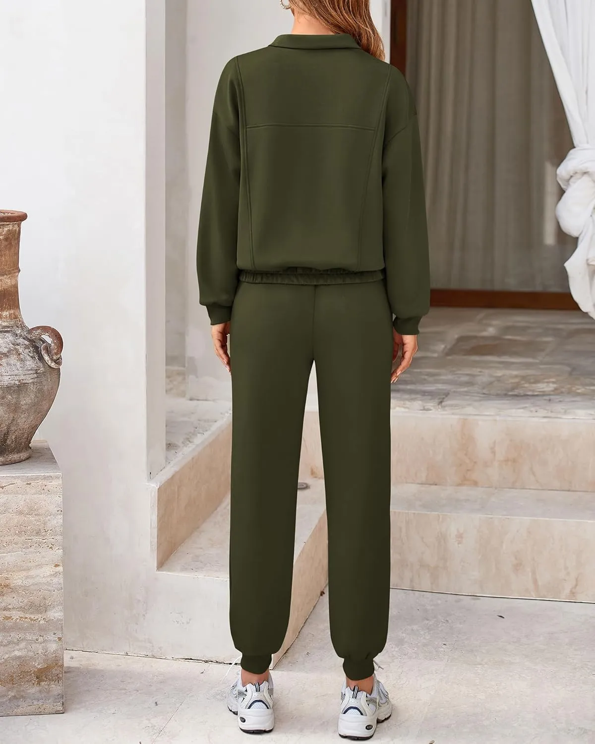 BTFBM Women 2024 Two Piece Tracksuits Sweatsuits Fall Winter Clothes Quarter Zip Sweatshirt Jogger Pants Y2K Lounge Sets