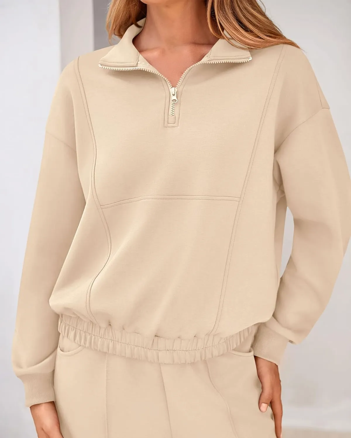 BTFBM Women 2024 Two Piece Tracksuits Sweatsuits Fall Winter Clothes Quarter Zip Sweatshirt Jogger Pants Y2K Lounge Sets