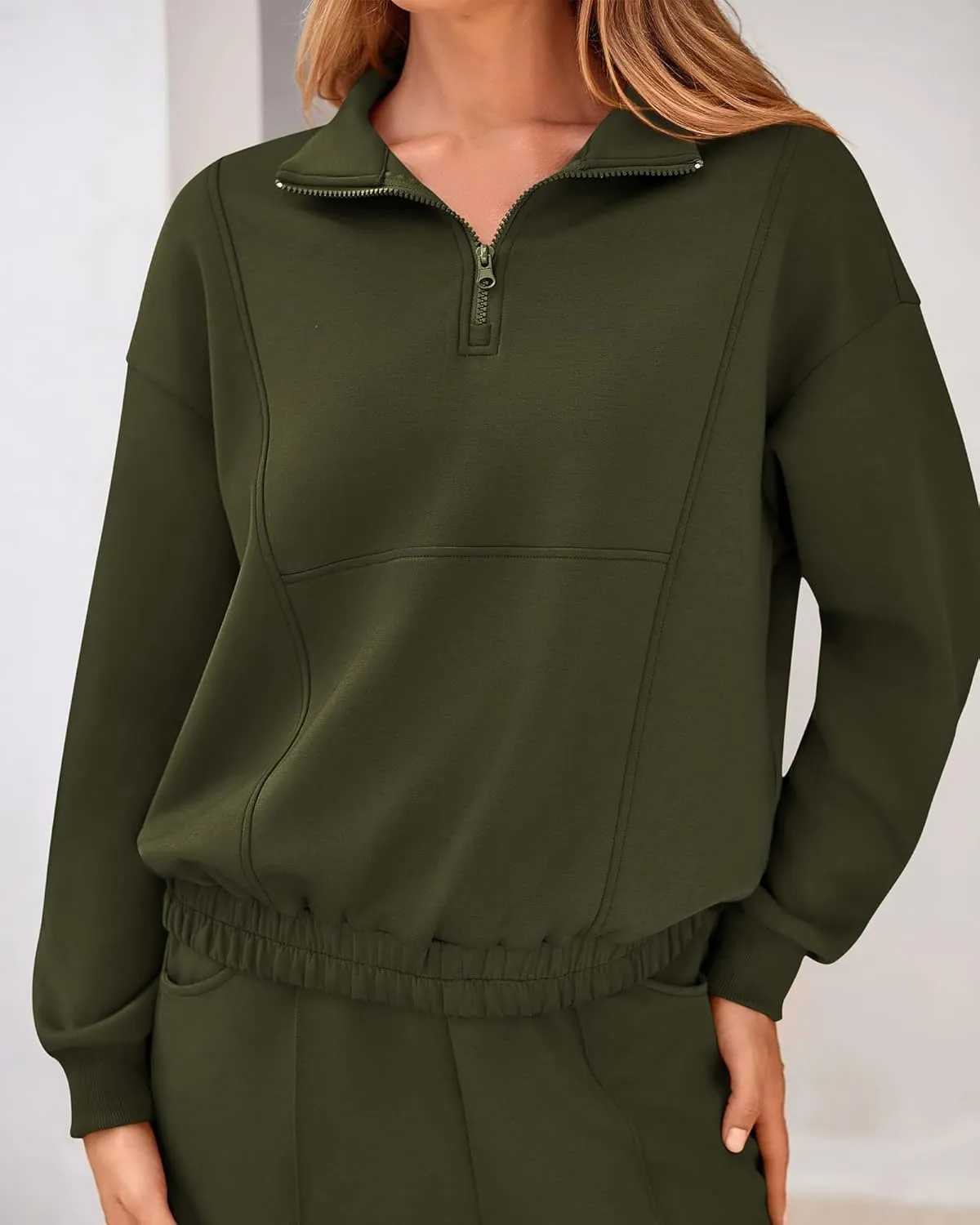 BTFBM Women 2024 Two Piece Tracksuits Sweatsuits Fall Winter Clothes Quarter Zip Sweatshirt Jogger Pants Y2K Lounge Sets