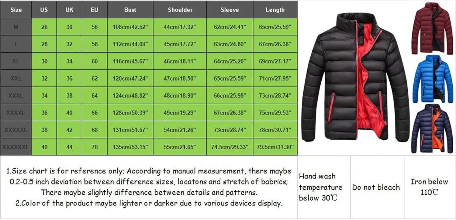 Bubble Coat Men Puffer Winter Warm Slim Fit Thick Down Coat Casual Jacket Outerwear Top Men Jackets Winter