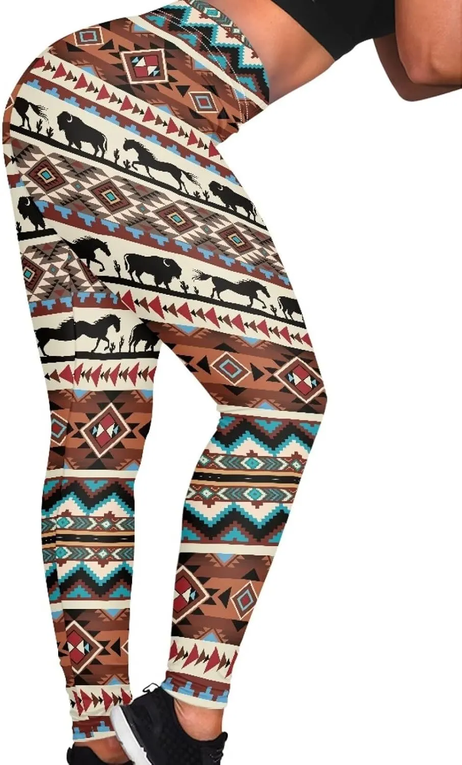 Bulopur Rose Workout Leggings for Women, Boho Stretch Pants for Sports Running Fitness, High Waist Tummy Control Yoga Pant