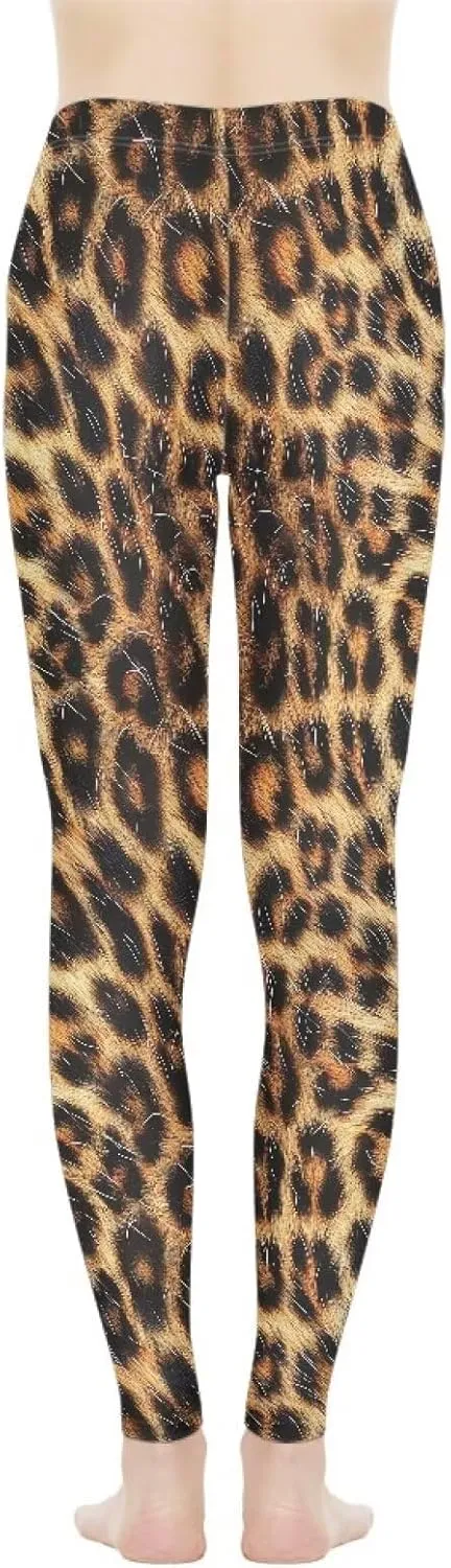 Bulopur Sunflower Workout Legging Pants Full Length, Leopard Women Tummy Control Yoga Pants, Long Leggings for Sport Running