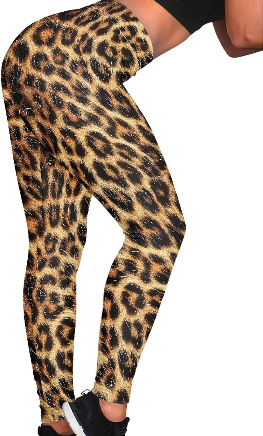 Bulopur Sunflower Workout Legging Pants Full Length, Leopard Women Tummy Control Yoga Pants, Long Leggings for Sport Running