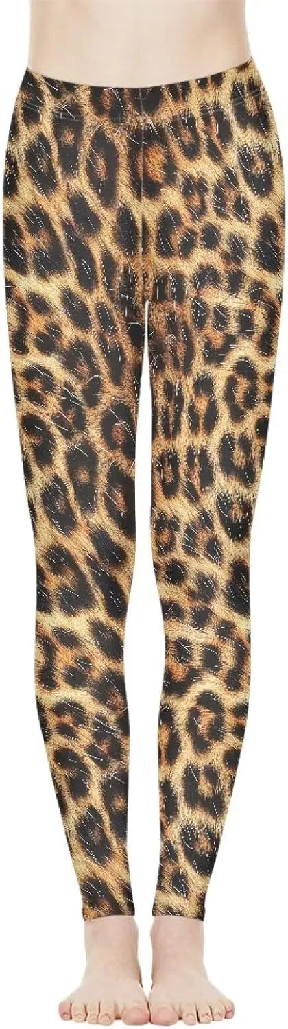 Bulopur Sunflower Workout Legging Pants Full Length, Leopard Women Tummy Control Yoga Pants, Long Leggings for Sport Running