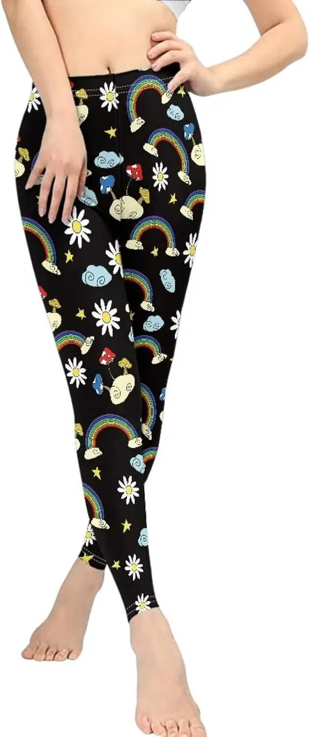 Bulopur Sunflowers Daisy Flower Yoga Pants for Women, Workout Leggings Stretch Yoga Pants Full Length