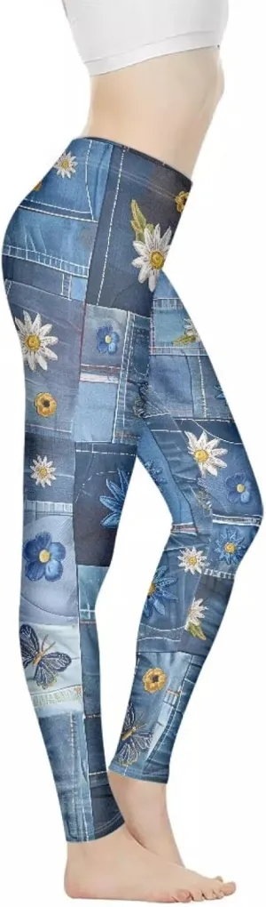 Bulopur Sunflowers Daisy Flower Yoga Pants for Women, Workout Leggings Stretch Yoga Pants Full Length