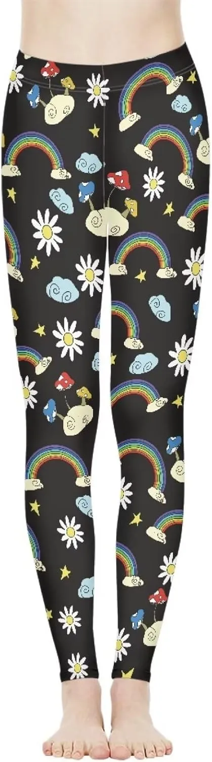 Bulopur Sunflowers Daisy Flower Yoga Pants for Women, Workout Leggings Stretch Yoga Pants Full Length