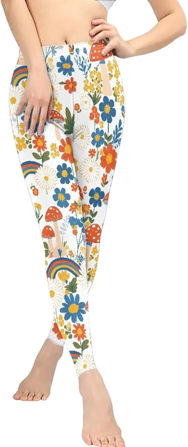 Bulopur Sunflowers Daisy Flower Yoga Pants for Women, Workout Leggings Stretch Yoga Pants Full Length