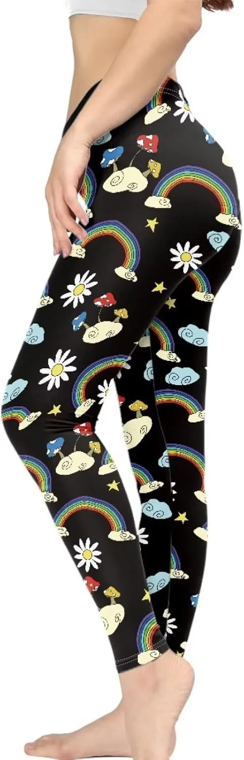 Bulopur Sunflowers Daisy Flower Yoga Pants for Women, Workout Leggings Stretch Yoga Pants Full Length
