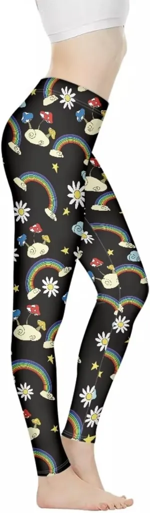 Bulopur Sunflowers Daisy Flower Yoga Pants for Women, Workout Leggings Stretch Yoga Pants Full Length