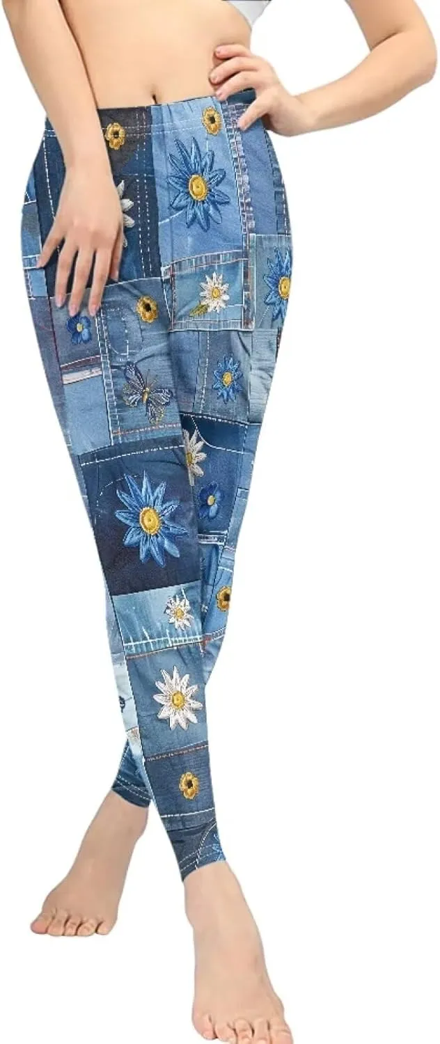 Bulopur Sunflowers Daisy Flower Yoga Pants for Women, Workout Leggings Stretch Yoga Pants Full Length