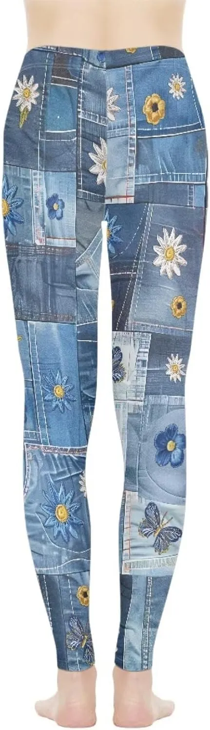 Bulopur Sunflowers Daisy Flower Yoga Pants for Women, Workout Leggings Stretch Yoga Pants Full Length