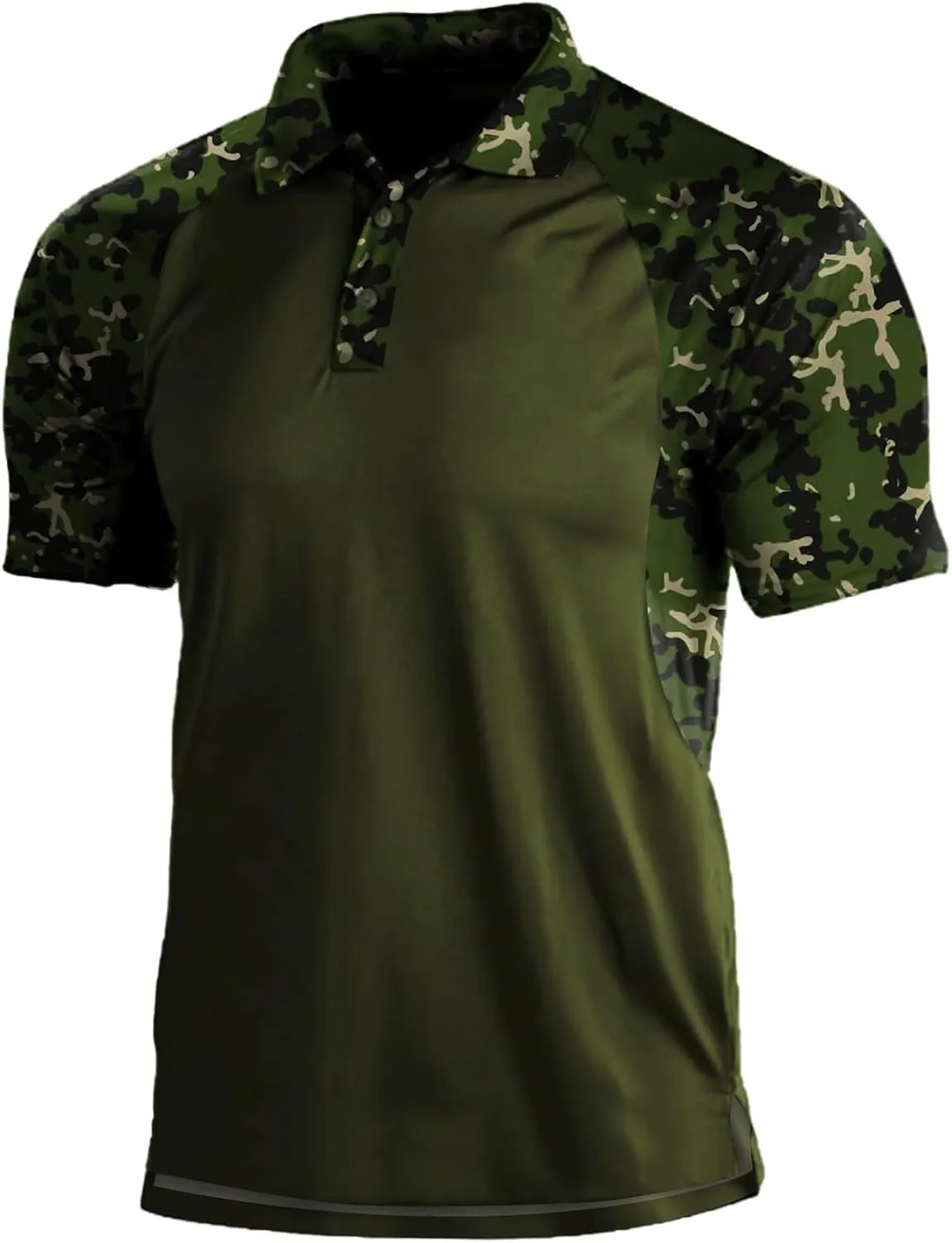 Camo Shirt Men's Muscle V Neck Polo Shirts Short Sleeve Collared Polo Slim Fit Casual Moisture Wicking Golf Shirts