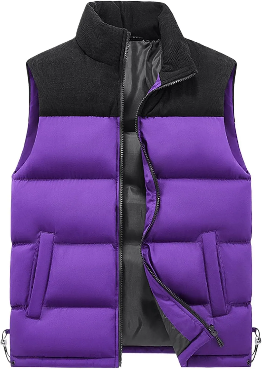 Casual Puffer Vest for Men 2024 Trendy Stand Collar Quilted Vest Outdoor Warm Winter Sleeveless Jacket Outerwear