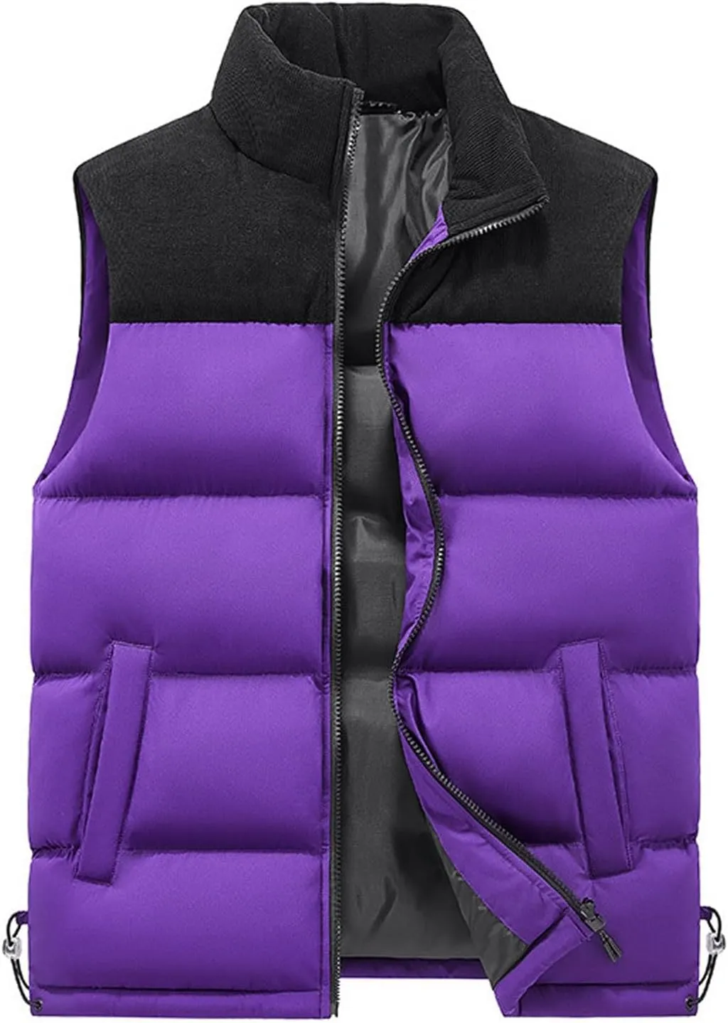 Casual Puffer Vest for Men 2024 Trendy Stand Collar Quilted Vest Outdoor Warm Winter Sleeveless Jacket Outerwear