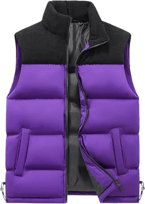 Casual Puffer Vest for Men 2024 Trendy Stand Collar Quilted Vest Outdoor Warm Winter Sleeveless Jacket Outerwear