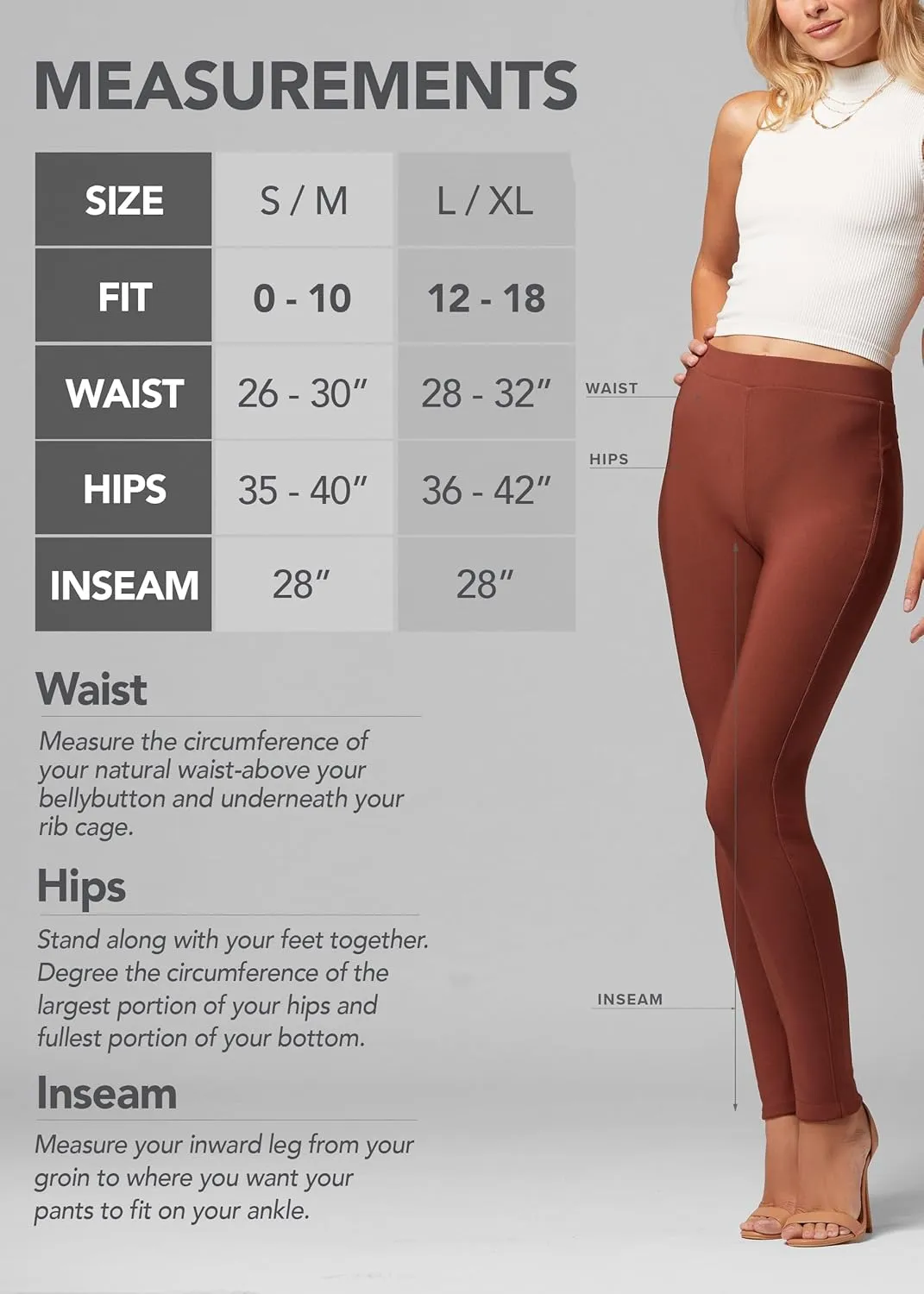 Conceited Stretch Ponte Pants for Women - Dressy Leggings - High Waist Shaping Butt Lifting
