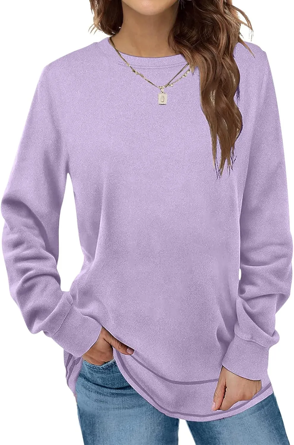 Crewneck Sweatshirts Women Casual Long Sleeve Oversized Sweatshirt Fashion Fall Shirts Loose Comfy Pullover Tops