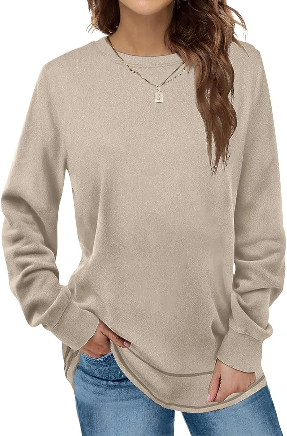 Crewneck Sweatshirts Women Casual Long Sleeve Oversized Sweatshirt Fashion Fall Shirts Loose Comfy Pullover Tops