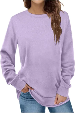 Crewneck Sweatshirts Women Casual Long Sleeve Oversized Sweatshirt Fashion Fall Shirts Loose Comfy Pullover Tops