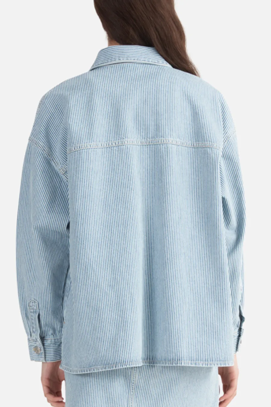 Diana Denim Shacket Ice Blue Stripe