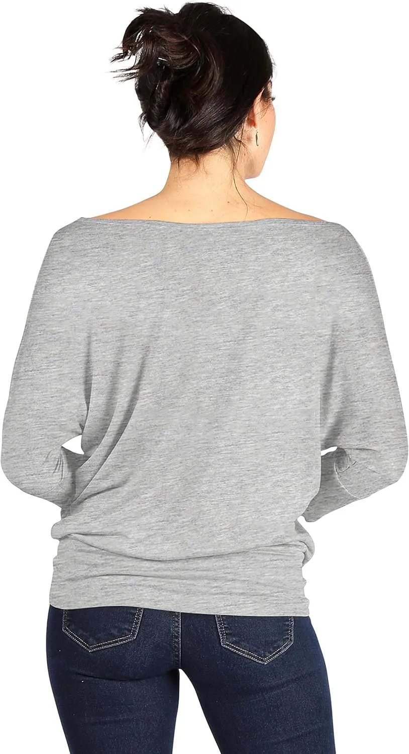 Dolman Tops for Women Off The Shoulder Tops Banded Waistband Shirts 3/4 Sleeves Regular and Plus Size Tops